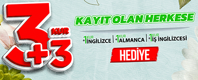 3 Kur Alana 1 Kur İngilizce , 1 Kur Almanca , 1 Kur İş İngilizcesi Hediye
